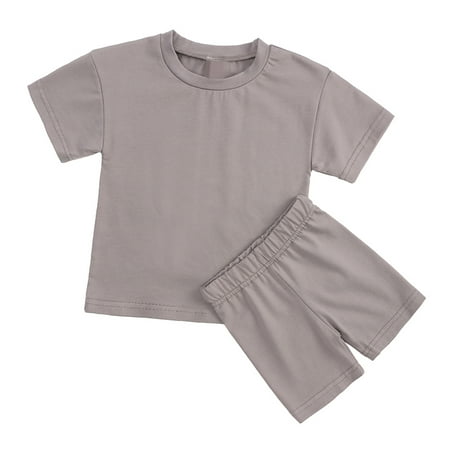 

Little Girls Outfits Clothes Top Pants Sets Cotton Sweatsuits Kid Girl s Clothing Set Summer Girls Suit Candy Color Short-sleeved Shorts Two-piece Sports Suit Coffee 9-12 Months