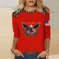 thumbnail image 2 of Levmjia Women T-Shirt Patriotic American Flag Eagle Print 3/4 Sleeve Crewneck Casual Loose Fit Summer Top for Independence Day, 2 of 5