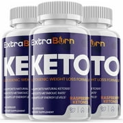 (3 Pack) Extra Burn Keto - Supplement for Weight Loss - Energy & Focus Boosting Dietary Supplements for Weight Management & Metabolism - Advanced Fat Burn Raspberry Ketones Pills - 180 Capsules