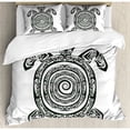 thumbnail image 3 of Ambesonne Turtle Maori Tattoo Style Figure of Sea Animal Tribal Spiral Form Ancient Tropical Duvet Cover Set, 3 of 3