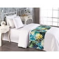 thumbnail image 2 of Flowers Bed Runner, Wild Blooming Floral Botanical Pattern in Abstract Cold Colors Modern Nature, Decorative Accent Bedding Scarf for Hotels Homes & Guest Rooms, Twin, Mustard Teal Blue, by Ambesonne, 2 of 3