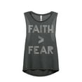 thumbnail image 1 of Faith Greater Than Fear Women's Fashion Sleeveless Muscle Tank Top Tee Charcoal Grey 2X-Large, 1 of 4