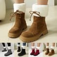 thumbnail image 4 of Thick Soled Butterfly Knot Color Blocked Hairy Boots Short Boots Cotton Boots, 4 of 8
