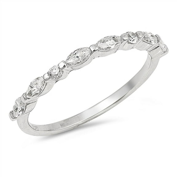 Cubic Zirconia Half Way Eternity Ring Sterling Silver