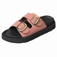 thumbnail image 3 of Womens Flat Sandals Cork Footbed Slides 2 Straps Adjustable Buckle Slip On Summer with Comfort Shoes, 3 of 7