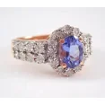 thumbnail image 2 of 2Ct Oval Cut Simulated Blue Tanzanite Ring Halo Engagement Ring 14k Rose Gold Plated, 2 of 5
