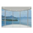 thumbnail image 1 of Landscape Cutting Board, Seascape Beach Seaside Hills Trees View from Window Picture Tropical Panorama, Decorative Tempered Glass Cutting and Serving Board, in 3 Sizes, by Ambesonne, 1 of 2
