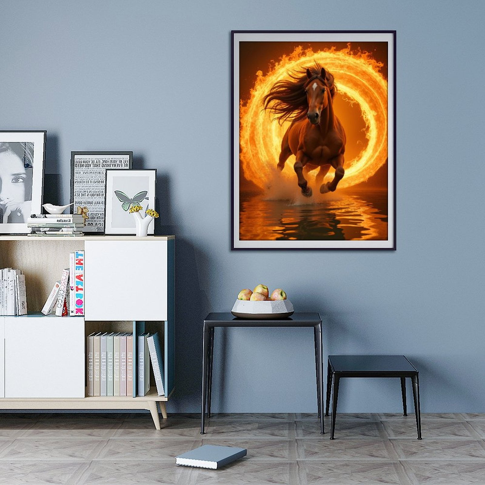 Diamond Art Kit for Adults, Fiery Horse Water Reflection Motion Diamond Painting for Adults Beginners, 5D DIY Diamond Art Painting Kits, Colorful Diamond Painting Craft for Home Decor 12x16
