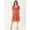 Orange, variant on DressBerry Women’s Printed Poly Crepe Dress Collared V Neck Flared Short Puffed Sleeves Knee Length Regular Wear Light Weighted Casual Summer One Piece