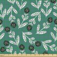 thumbnail image 2 of Floral Fabric by the Yard, Illustration of Abstract Surreal Flower Motifs with Stripes and Leaves, Decorative Upholstery Fabric for Sofas and Home Accents, Teal White Charcoal Grey by Ambesonne, 2 of 5