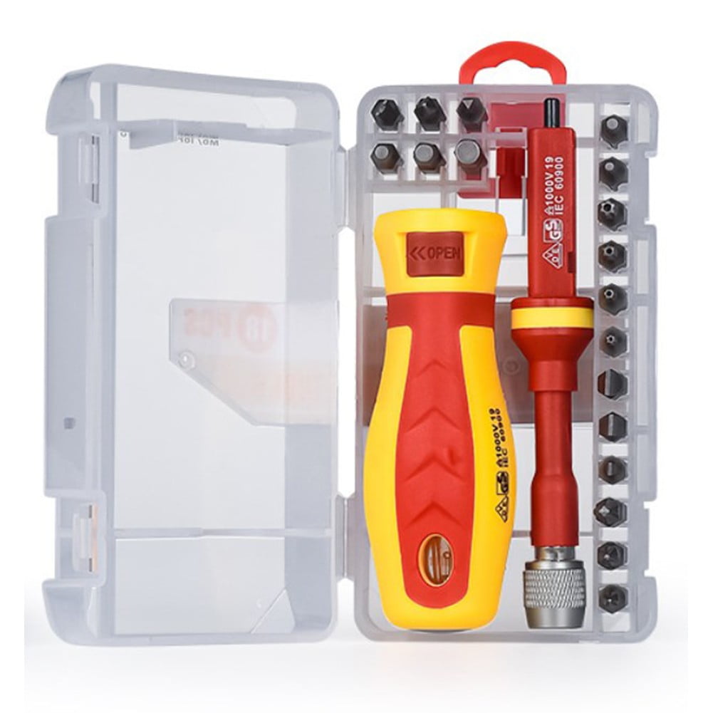 18 In 1 Screwdriver Set 1000V Screwdriver Set Versatile Bits High Voltage Rated Magnetic Feature Bit Length About 2.5 Cm Smile Home