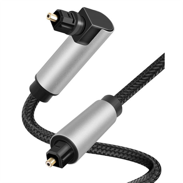 90 Degree Optical Audio Cable, Right Angle Toslink Cable, Digital Fibre Optic Cable for Soundbar, TV, Home Theater,2M