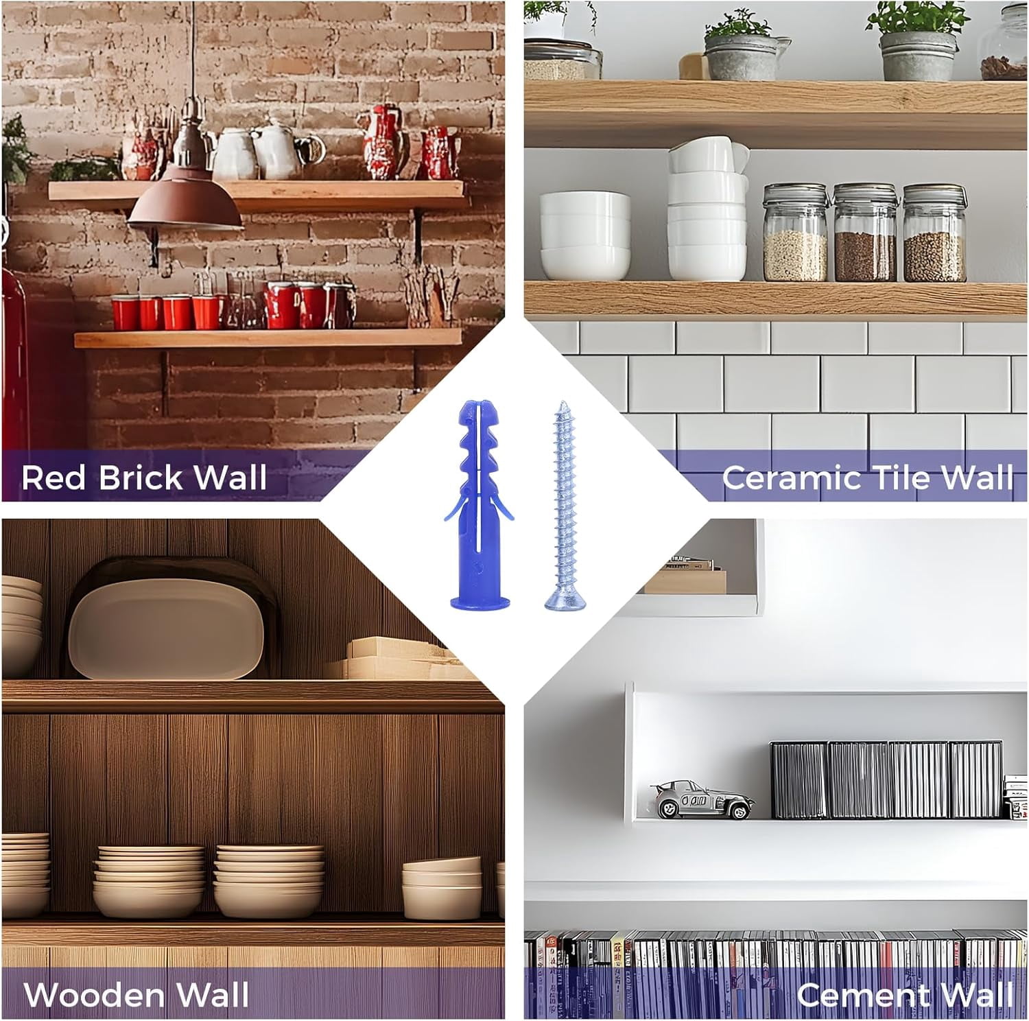 530PCS Wall Anchors Assortment Kit with Drywall Anchors and Screws, Picture Hangers, 6 Sizes Picture Frame Hanging Kit