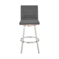 thumbnail image 2 of Nikole 26" Counter Height Swivel Bar Stool in Brushed Stainless Steel Finish and Gray Faux Leather, 2 of 5