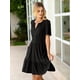 thumbnail image 2 of Minivestido negro para mujer Dress Simplee, estilo A Line, de verano, con bolsillos, 2 of 7
