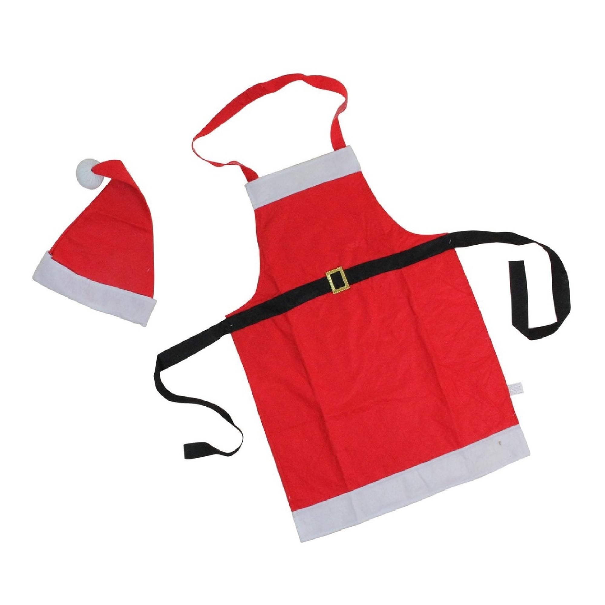 Include Red Santa Claus Ha 4 Pieces Christmas Kitchen Aprons and Santa Hat Set 