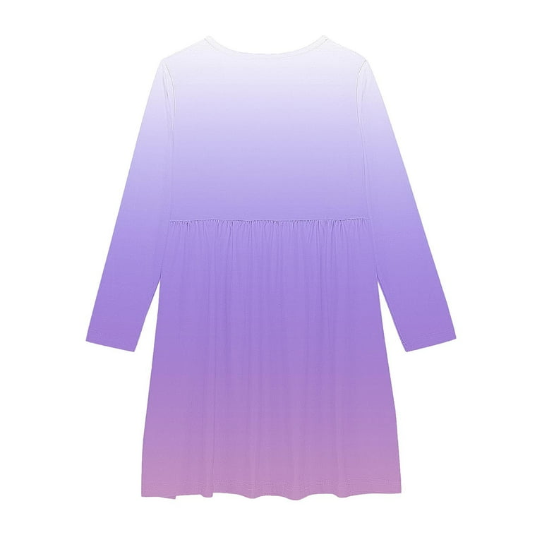 Faiwad Girls Long Sleeve Ballet Dress Tie Dye Crewneck Casual A-Line Dress Kids Pleated Loose Flowy Dresses
