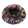 thumbnail image 2 of Black Satin Bonnet Silk Hair Bonnet for Sleeping Sleep Leisure Hat cotton Satin Hair Bonnets, Soft Elastic Band Silk Sleep Cap, Hair Wrap for Women One Size, 2 of 2