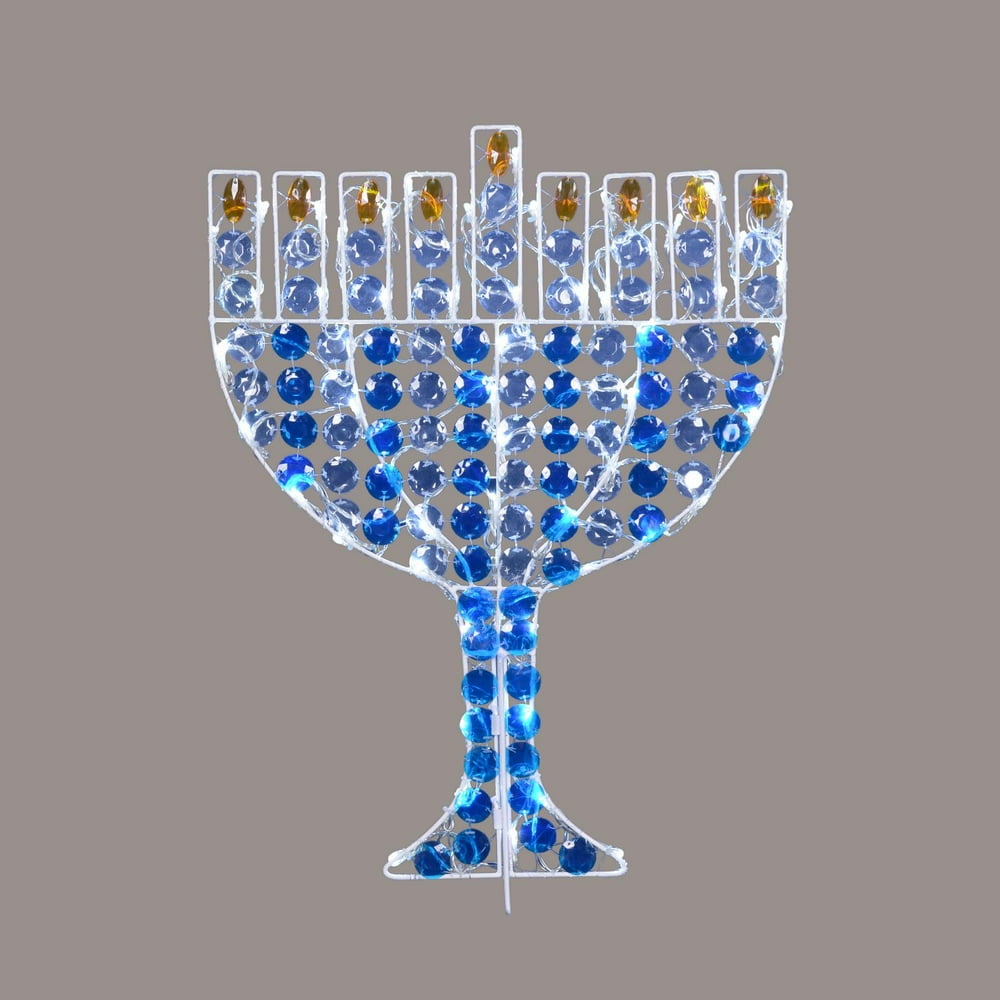 24" LED Lighted Menorah Hanukkah Outdoor Decoration Cool White Lights