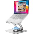thumbnail image 1 of Swivel Laptop Stand for Desk, Ergonomic Laptop Holder with 360° Rotating Base, Adjustable Computer Stand Laptop Riser Compatible with Air, Pro, All Laptop 10-16"-Silver, 1 of 16