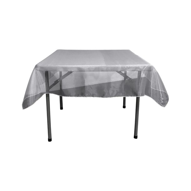 La Linen Sheer Mirror Organza Square Tablecloth 58 By 58 Inch Grey Walmart Com Walmart Com