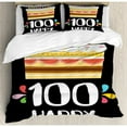 thumbnail image 3 of 100th Birthday Duvet Cover Set Twin Size, Old Legacy 100 Birthday Party Cake Candles on Black Major Milestone Backdrop, Decorative 2 Piece Bedding Set with 1 Pillow Sham, Multicolor, by Ambesonne, 3 of 3
