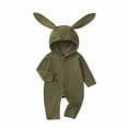 thumbnail image 3 of DHFJKG Infant Toddler Ribbed Hooded Jumpsuits Winter Clothes Long Sleeve Solid Color Button Down Onesie Newborn Lightweight Cozy One-Pieces, 3 of 6