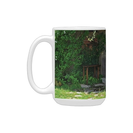 

Hobbits Fantasy Hobbit Land House in Magical Overhill Woods Movie Scene Image New Zealand es Green B Ceramic Mug (15 OZ) (Made In USA)