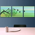 thumbnail image 3 of IDEA4WALL 3 Pieces Modern Canvas Wall Art Birds Playing on Green Branches Canvas Prints for Home Wall Decor - 12"x12"x3 Panels, 3 of 5