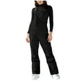 thumbnail image 2 of CQONEPT Womens Ski Snow Bibs Pants Windproof Waterproof Bib Overall Casual Loose Fit Jumpsuit Adjustable Strap Romper with Pockets Black S, 2 of 6