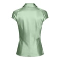 thumbnail image 5 of Ahabrexf Summer Short Sleeve Tops for Women Polyester V Neck Casual Blouse Solid Regular Length, 5 of 6