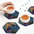 thumbnail image 6 of Bingfone Vintage Neon Seahorse Underwater Realm Leather Drinks Coasters with Set of 6,Suitable for Home Kitchen,Coffee Cup Coasters Home Gift, 6 of 7