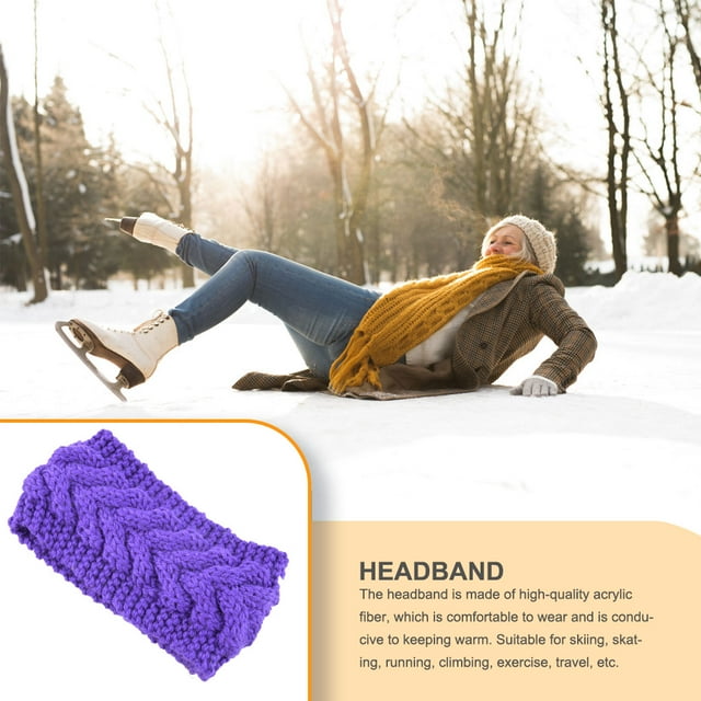 Bandeau d'Hiver pour Femmes Élastique Tête Chaude Bandeau d'Hiver Épais Cache-Oreilles pour Dames Style Simple Accessoires pour Cheveux pour Femmes Violet