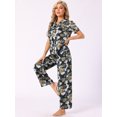 thumbnail image 2 of DARING DIVA Women's Silk Short Sleeves Floral Satin Pajama Sets XS Black Flowers, 2 of 6