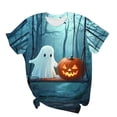 thumbnail image 5 of jobturf Womens Plus Size Halloween Shirt Party Short Sleeve Crew&nbsp;Neck T Shirts Holiday Loose Fit Graphic Festival Tops 4X-Large, 5 of 5