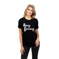 thumbnail image 2 of Stay Groovy Women's Fashion Relaxed T-Shirt Tee Heather Black Large, 2 of 5