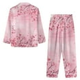 thumbnail image 3 of DISNIMO Cherry Blossom Print Pajama for Women Set Long Sleeve Sleepear 2 Piece Pjs Set with Long Pants Casual Loose Nightwear with Pocket, L, 3 of 7