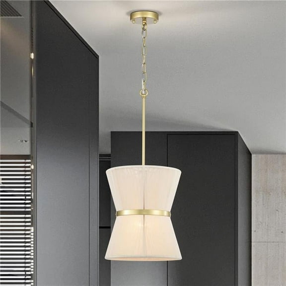Alice 12 in. 1-Light Indoor Brass and Ivory Thread Finish Pendant Light with Light Kit