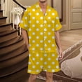thumbnail image 2 of Men's Gradient Multicolored Printed Silk Satin Short Sleeve Button Up Pajama Wear Set for Comfortable Sleep and Relaxation at Home, 2 of 4