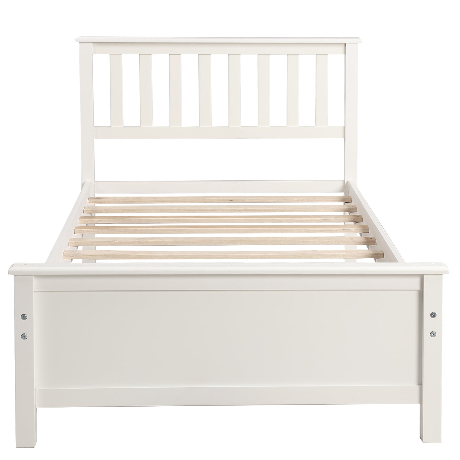 Kepooman Twin Size Wood Platform Bed Frame with Headboard & Footboard for Bedroom, 79.75"L X 43"W X 36.75"H, White Kepooman Twin Size Wood Platform Bed Frame with Headboard & Footboard for Bedroom, 79.75"L X 43"W X 36.75"H, White