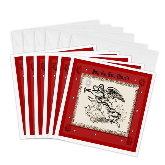 3drose, Angel -joy to the World - Christmas Art 2, 6 Greeting Cards with Envelopes