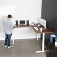 thumbnail image 2 of VIVO Electric 77" x 71" Corner Desk, Dark Walnut Table Tops, White Frame, 2 of 8