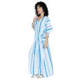 thumbnail image 6 of LA LEELA Women's Summer Vacation Loungewear Casual Long Kaftan Beach Cover Up Dress Maxi Dresses Caftans for Women 2X-3X Blue Stripes, 6 of 6