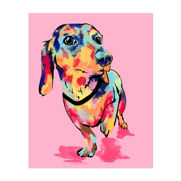 Rainbow Pup - India Illustration Pop Art Dog Modern Art Whimsical Animal Abstract Unframed Wall Art Print 8 x 10 inches
