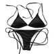 thumbnail image 4 of ¡Rebajas! Conjuntos de bikini Prolriy para mujer, bikini de dos piezas con cordones, color liso, talla XL, negro., 4 of 7