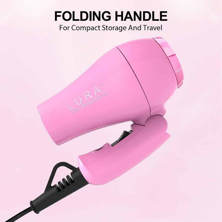 Lura Travel Hair Dryer, Dual Voltage Mini Lightweight Folding Blow
