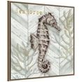 thumbnail image 3 of Amanti Art Gray Gold Chevron Seahorse Framed Canvas Wall Art Print, 3 of 7