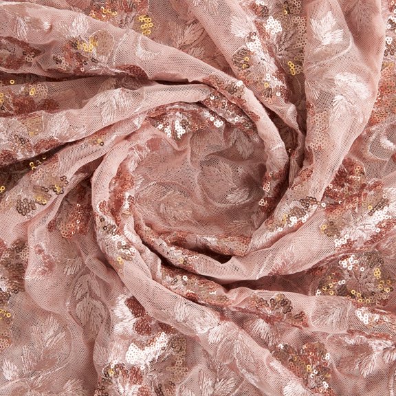 Zelouf Grape Sequin Embroidery Mesh , Sewing, DIY, Crafts Fabric by the Yard, Dusty Blush, 3 Yard