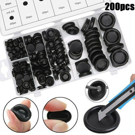 

200PCS Assorted Size Rubber Blanking Grommets Open/Closed Blind Plug Wiring Bung