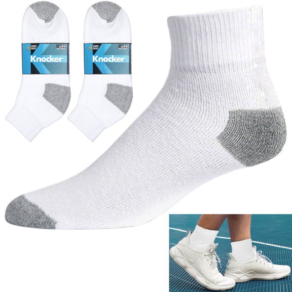 8 Pairs Men's Athletic Socks White Ankle Quarter Comfortable Running Cotton 9-11